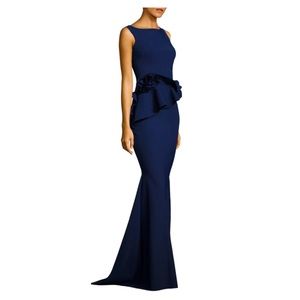 Chiara Boni La Petite Robe Navy Ruffled Evan Mermaid Gown